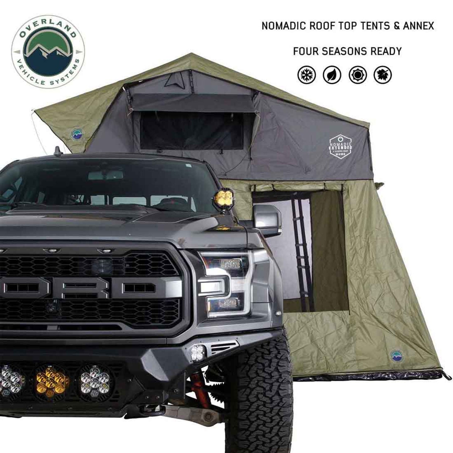 OVS HD Nomadic 3 Roof Top Tent Annex Green Base With Black Floor & Travel Cover