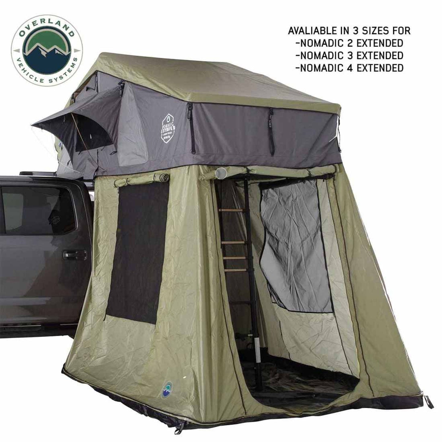 OVS HD Nomadic 3 Roof Top Tent Annex Green Base With Black Floor & Travel Cover