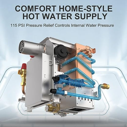 Camplux PRO 65,000 BTU RV Tankless Water Heater 2.64 GPM - White