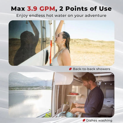 Camplux Elite 65,000 BTU RV Tankless Water Heater Max 3.9 GPM - White