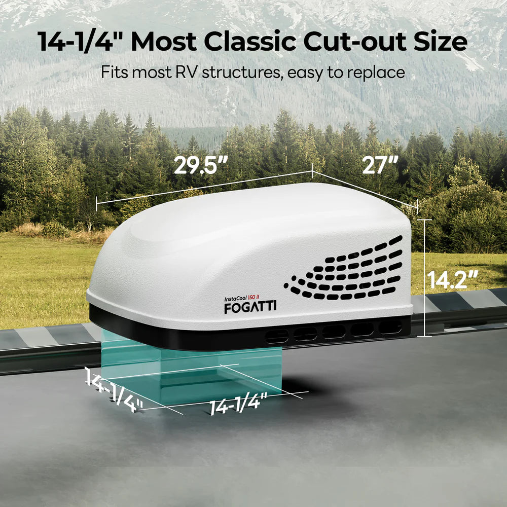 Fogatti InstaCool 15,000 BTU RV Rooftop Air Conditioner | Fast Cool | Replaceable Non-Ducted RV AC | 115V(AC) - White