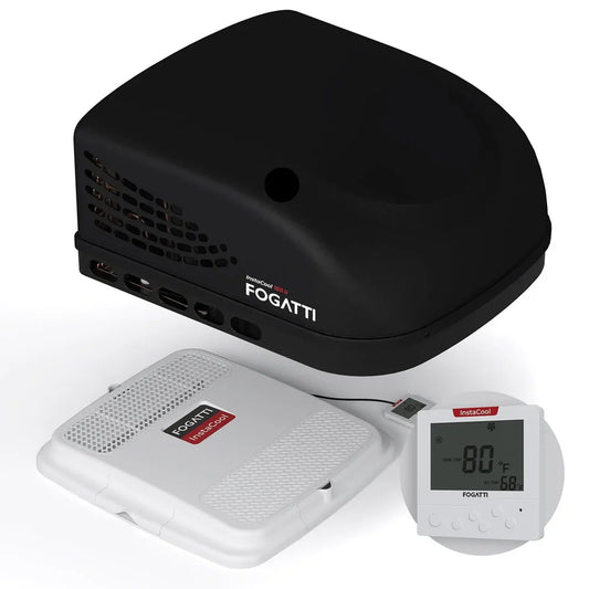 Fogatti InstaCool 15,000 BTU RV Rooftop Air Conditioner | Fast Cool | Replaceable Non-Ducted RV AC | 115V(AC) - Black