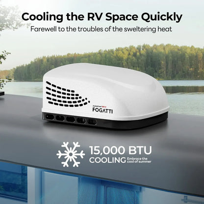Fogatti InstaCool 15,000 BTU RV Rooftop Air Conditioner | Fast Cool | Replaceable Non-Ducted RV AC | 115V(AC) - Black