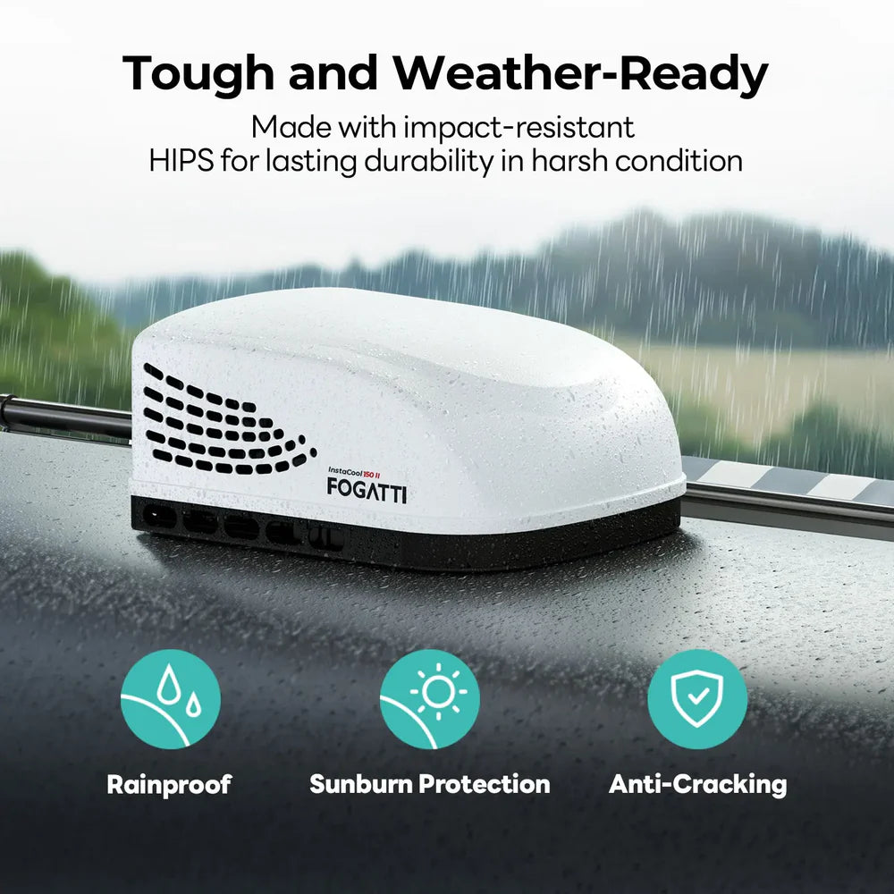Fogatti InstaCool 15,000 BTU RV Rooftop Air Conditioner | Fast Cool | Replaceable Non-Ducted RV AC | 115V(AC) - Black