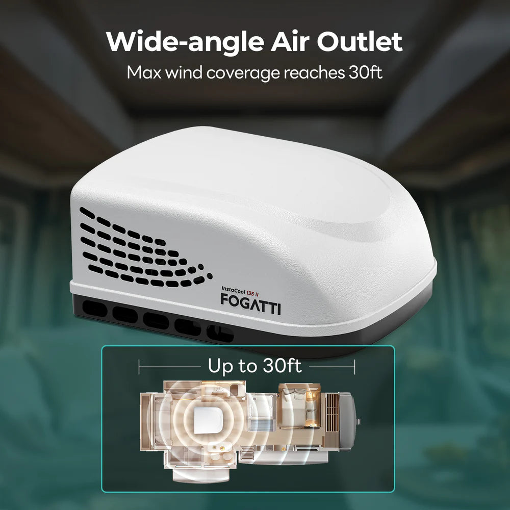 Fogatti InstaCool 13,500 BTU RV Rooftop Air Conditioner | Replaceable Non-Ducted RV AC | 115V(AC) - White