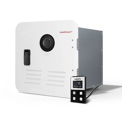 Fogatti InstaShower 7, 48,000 BTU RV Tankless Water Heater with Door - White
