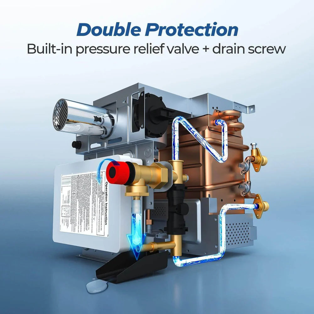 Fogatti InstaShower 7, 48,000 BTU RV Tankless Water Heater with Door - White