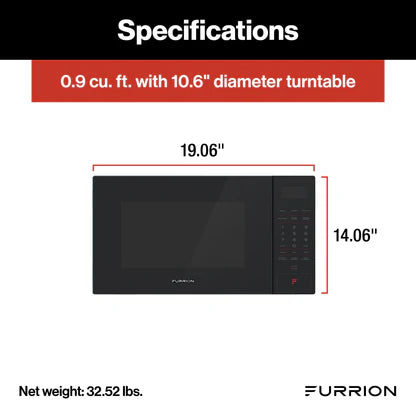 Furrion RV Microwave 0.9 cu. ft, Black – Model FMSN09-BL