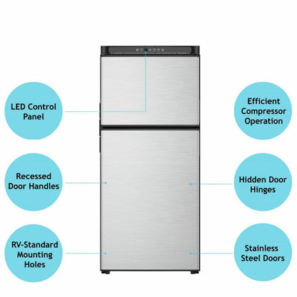 Norcold 8 Cu. Ft. 12V DC Left-Hand Stainless Steel Refrigerator
