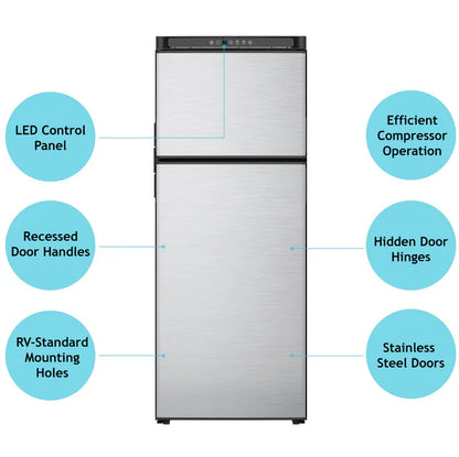 Norcold Polar Series 12V RV Refrigerator – N10DCSSR, 10.7 Cu. Ft., Stainless Steel