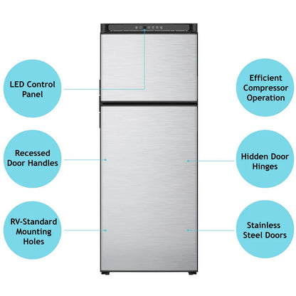 Norcold Polar Series 10.7 Cu. Ft., 12V RV Refrigerator –  Stainless Steel - Left Hand (N10DCSSL)