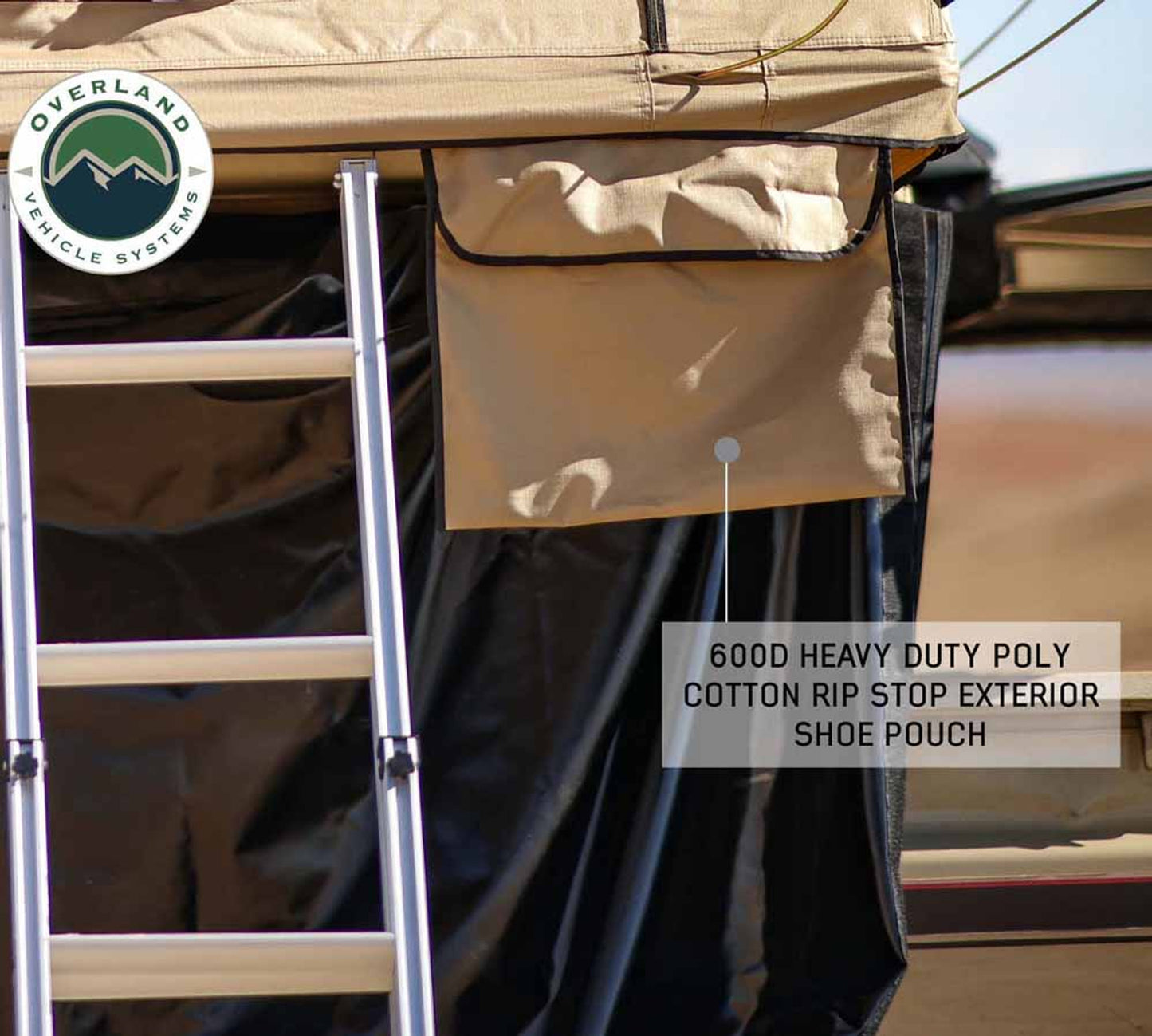 OVS LD TMBK 3 Soft Shell Roof Top Tent, Tan Body & Green Rainfly