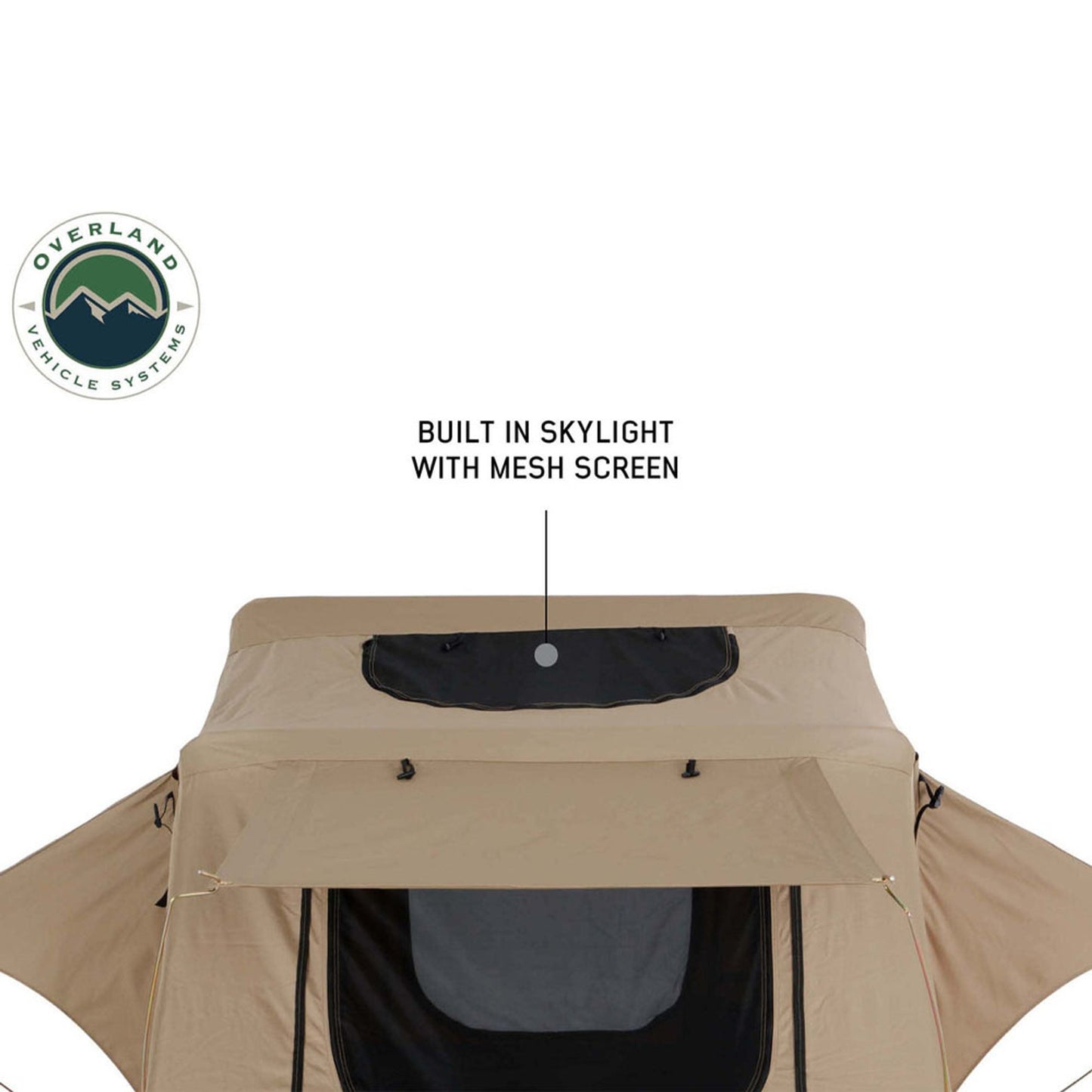 OVS LD TMBK 3 Soft Shell Roof Top Tent, Tan Body & Green Rainfly